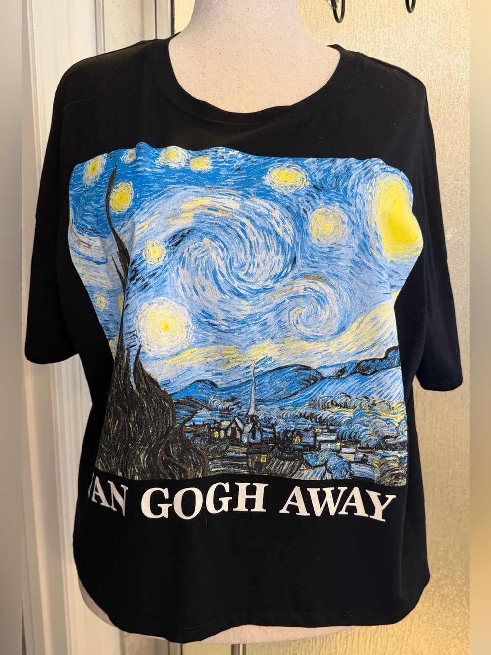 NWT Love Tribe Van Gogh Away Starry Night Graphic Tee Black Plus Size 3X $18